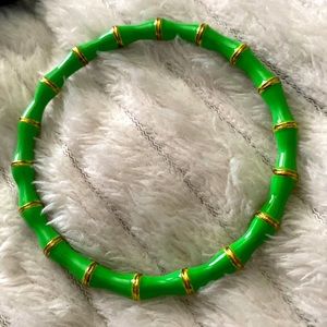 Green Enamel Gold Bamboo Bracelet